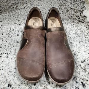 Clarks DISTRESSED boho metallic leather loafers sneakers size 12‎ NARROW new!!!